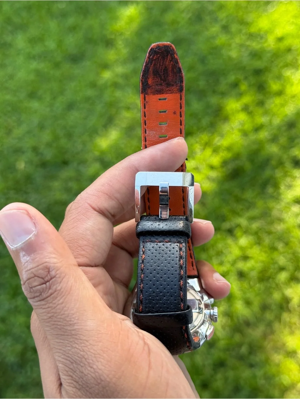 Seiko sportura Black Dial Men's Chronograph Watch with Orange Accents